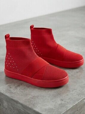 Ecko Unltd. Red Studded Slip-On High Top Sneakers Womens  Size 10